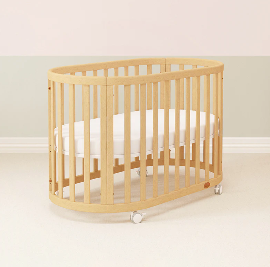Boori Eden Oval Cot - Beech + Boori Pocket Spring Mattress