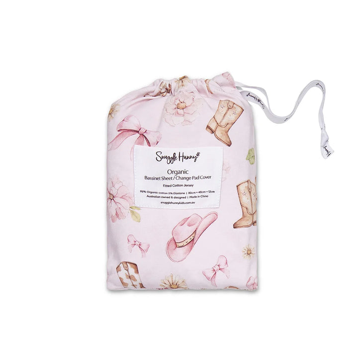Snuggle Hunny Organic Bassinet Sheet / Change Pad Cover - Boots & Bows