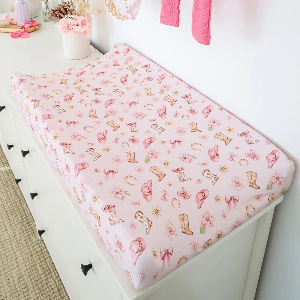 Snuggle Hunny Organic Bassinet Sheet / Change Pad Cover - Boots & Bows