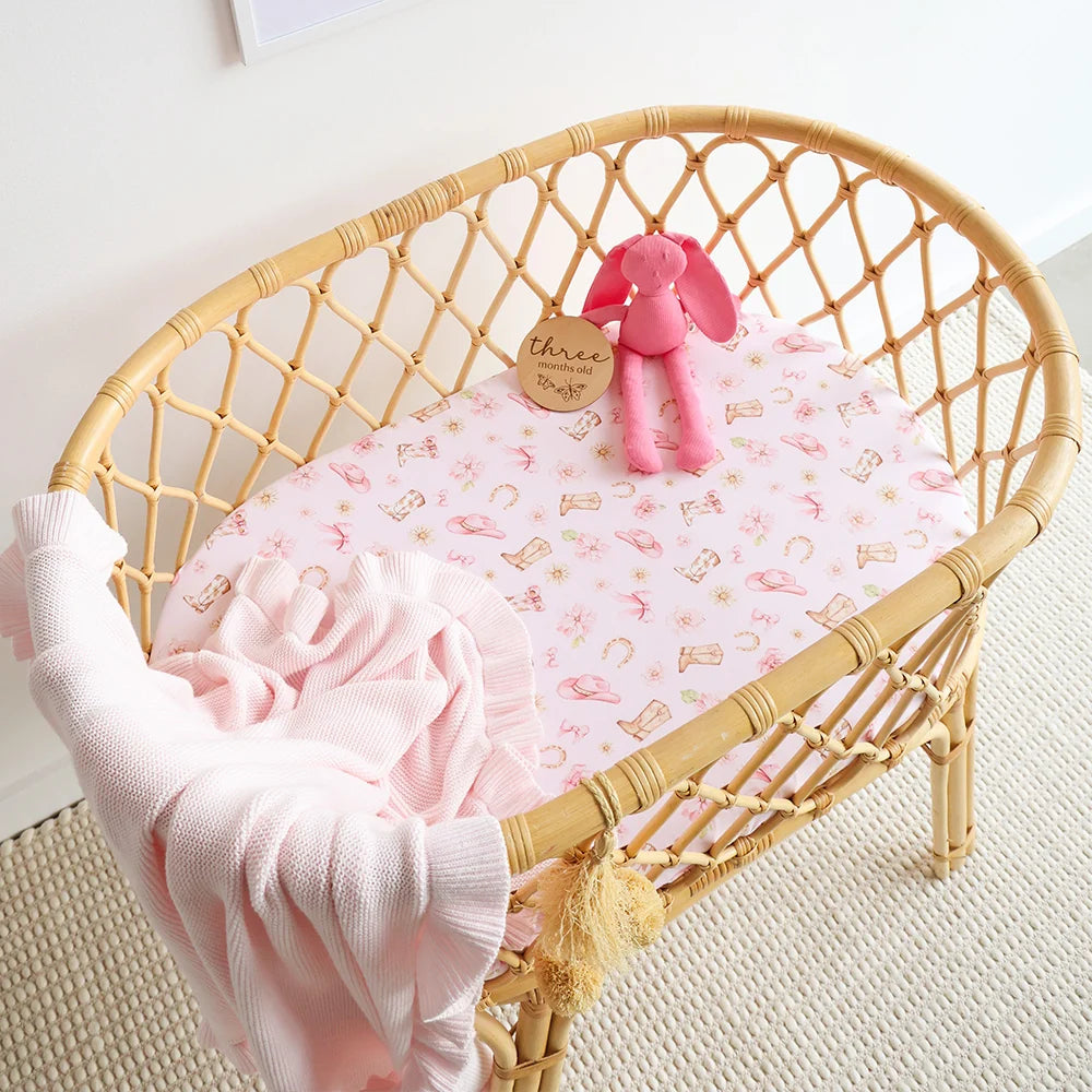 Snuggle Hunny Organic Bassinet Sheet / Change Pad Cover - Boots & Bows