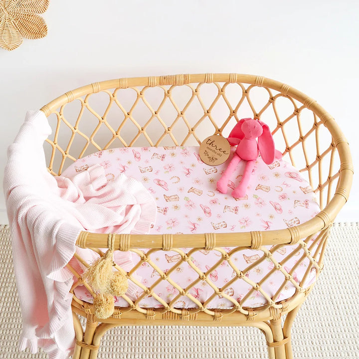 Snuggle Hunny Organic Bassinet Sheet / Change Pad Cover - Boots & Bows