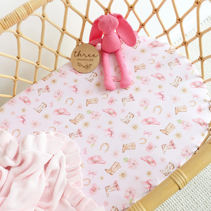 Snuggle Hunny Organic Bassinet Sheet / Change Pad Cover - Boots & Bows