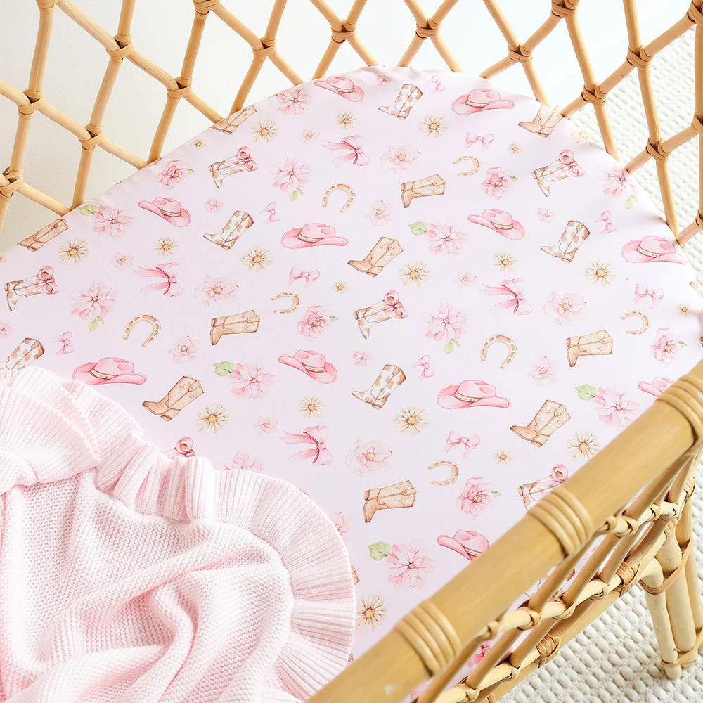 Snuggle Hunny Organic Bassinet Sheet / Change Pad Cover - Boots & Bows