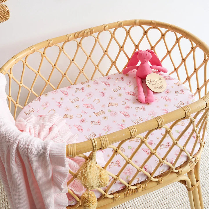 Snuggle Hunny Organic Bassinet Sheet / Change Pad Cover - Boots & Bows