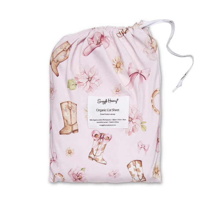 Snuggle Hunny Organic Fitted Cot Sheet - Boots & Bows