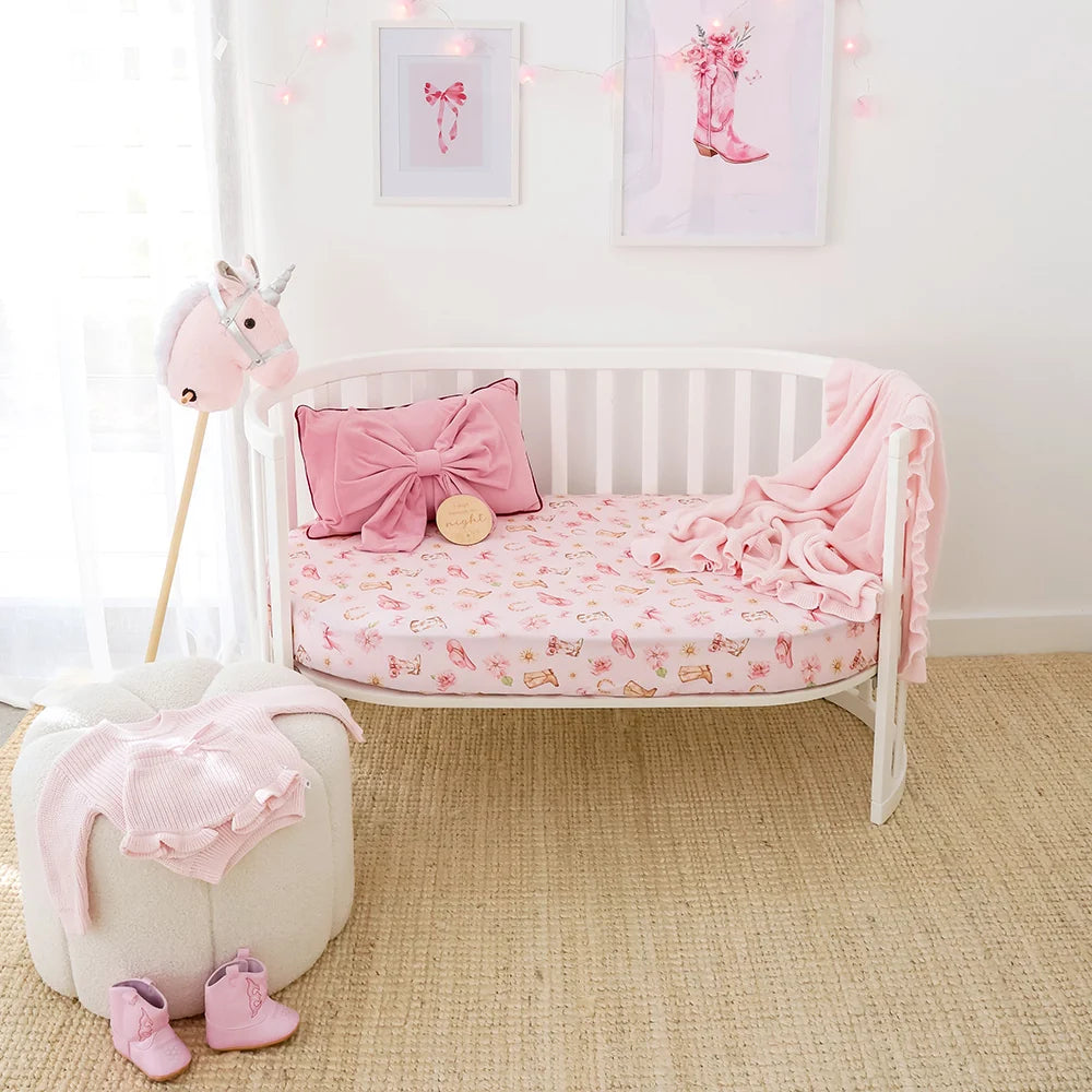 Snuggle Hunny Organic Fitted Cot Sheet - Boots & Bows