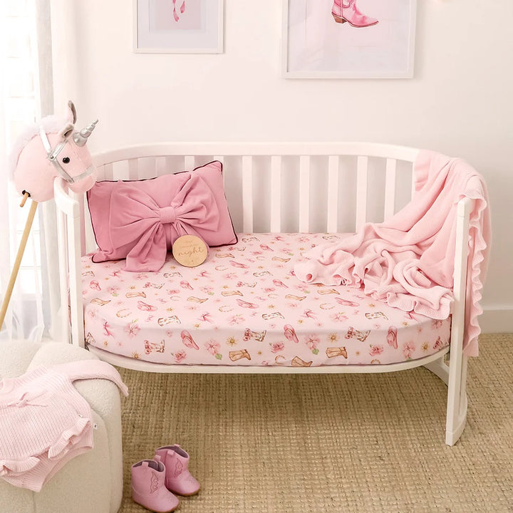 Snuggle Hunny Organic Fitted Cot Sheet - Boots & Bows