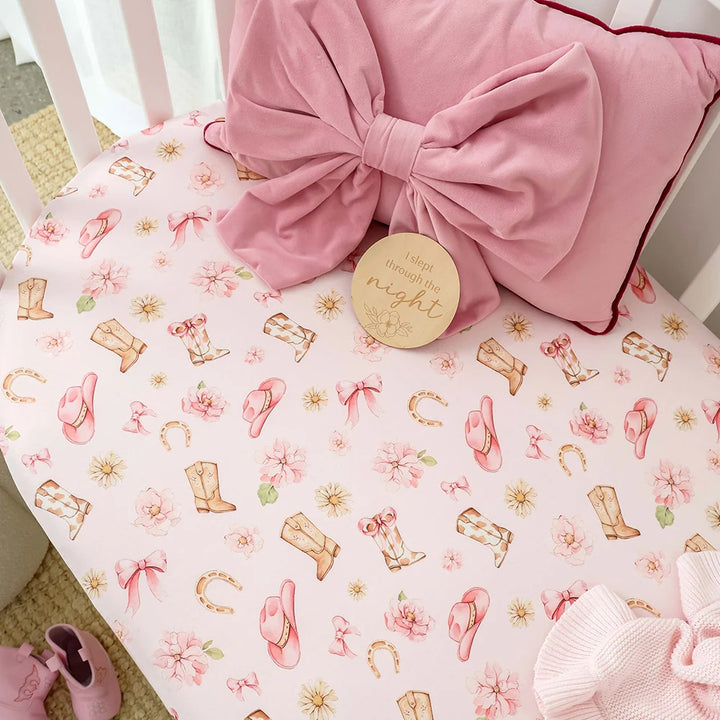 Snuggle Hunny Organic Fitted Cot Sheet - Boots & Bows