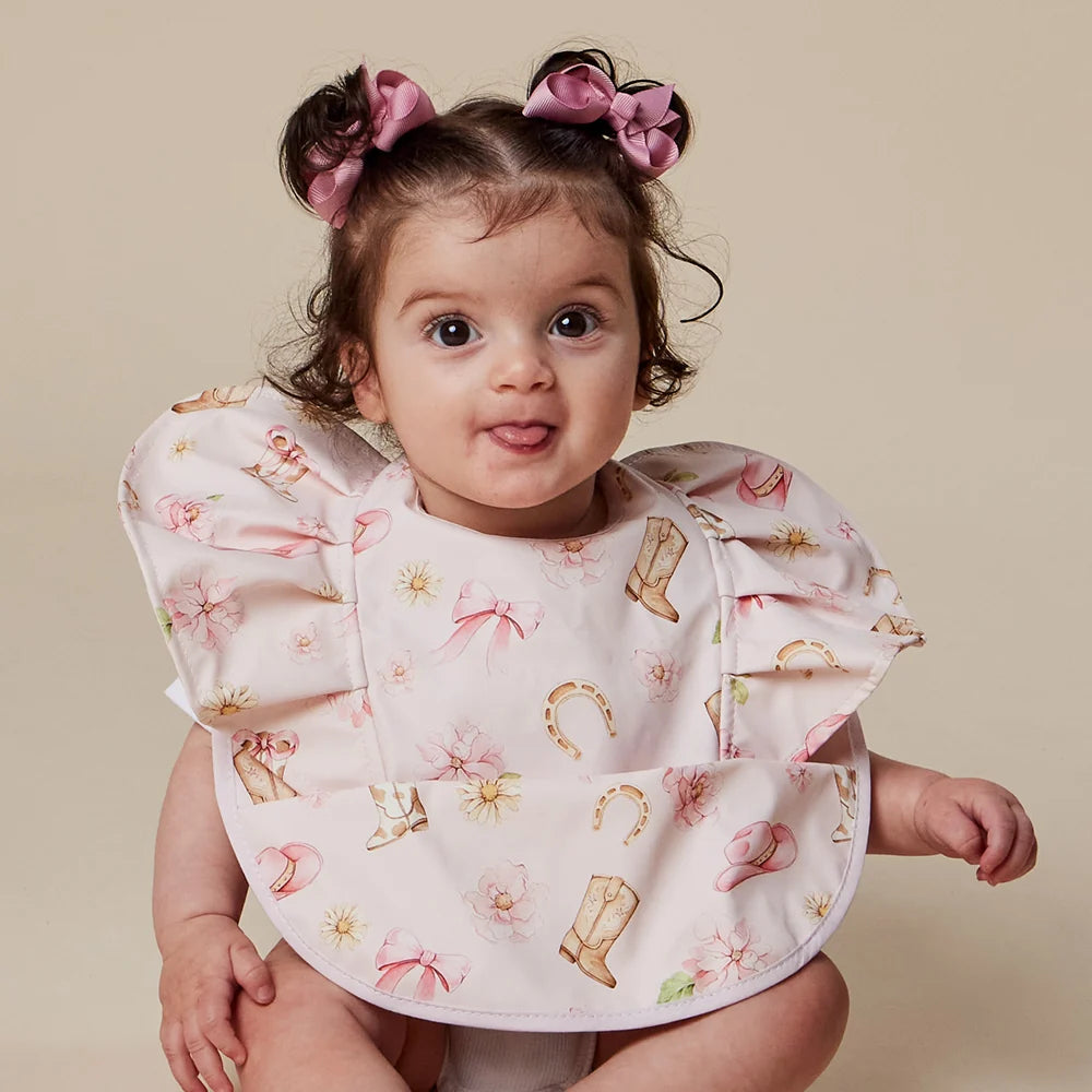Snuggle Bib Waterproof - Boots & Bows Frill