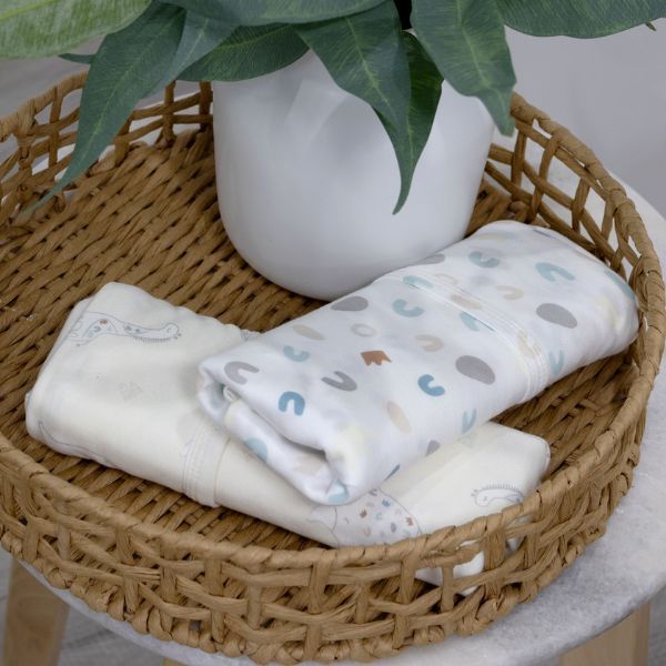 Bubba Blue Sleepy Safari Bamboo 2pk Stretch Jersey Swaddle Wraps - Vanilla