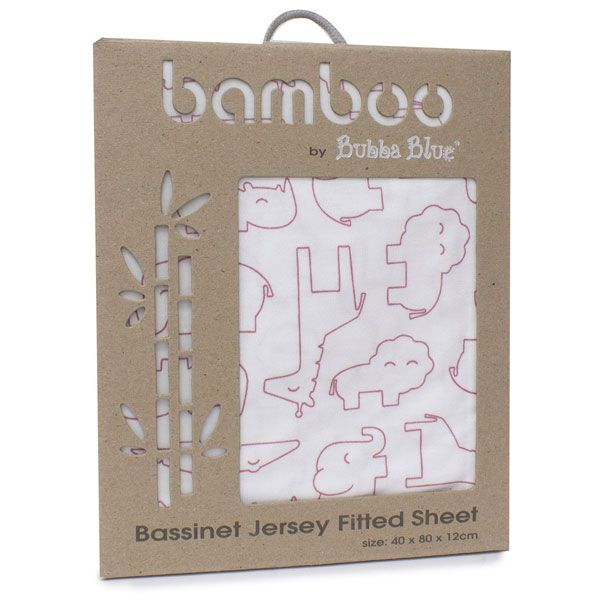 Bamboo Jersey Bassinet Fitted Sheet Safari Pink