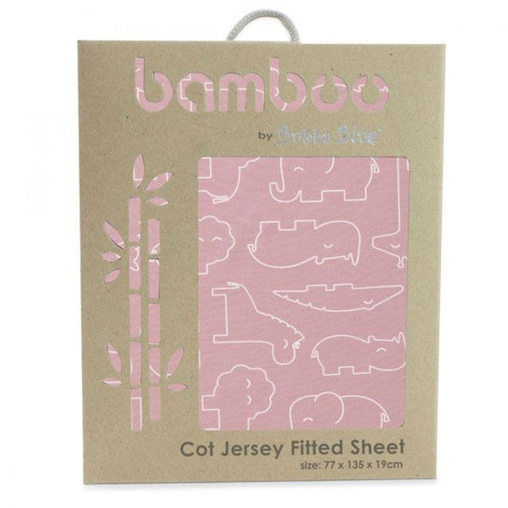 Bamboo Jersey Cot Fitted Sheet Safari Pink