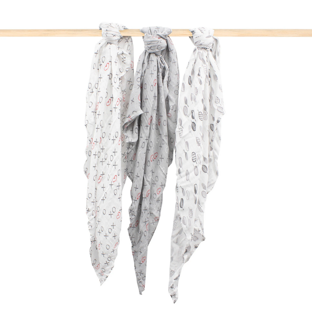 Bamboo 3pk Muslin Swaddle Wraps-Silver Mist