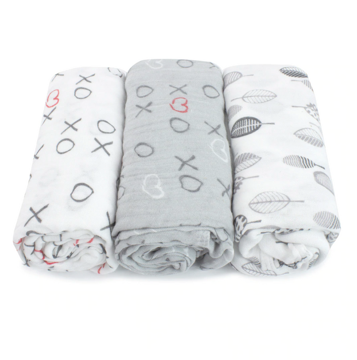 Bamboo 3pk Muslin Swaddle Wraps-Silver Mist