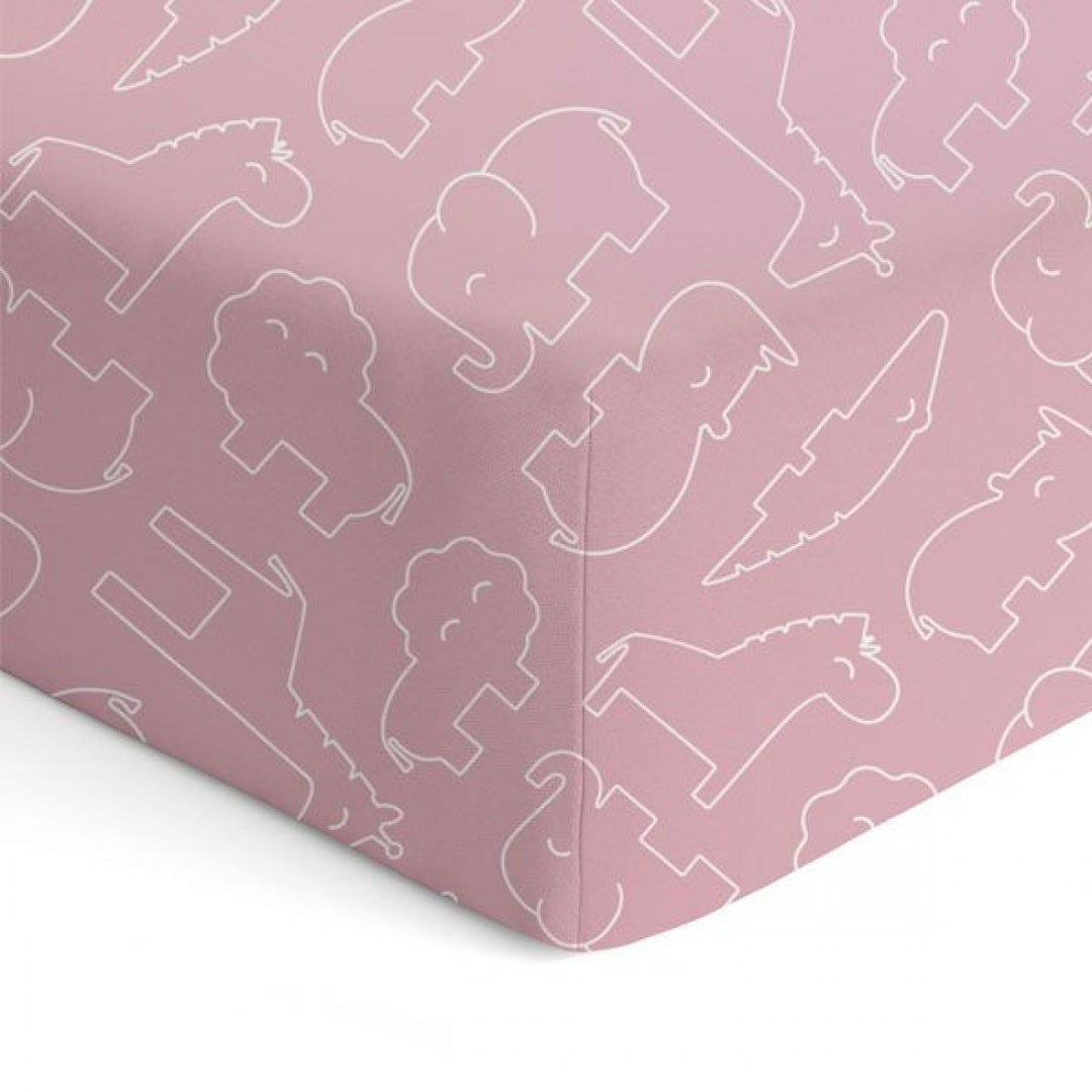 Bamboo Jersey Cot Fitted Sheet Safari Pink