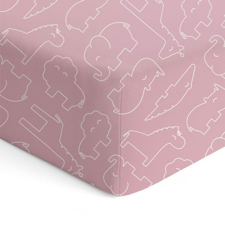 Bamboo Jersey Cot Fitted Sheet Safari Pink