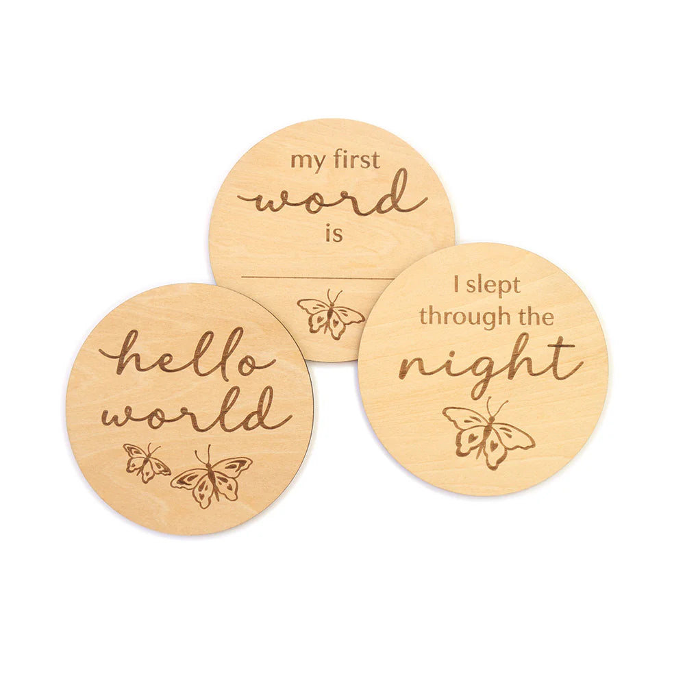 Snuggle Hunny Butterfly Wooden Milestone Cards
