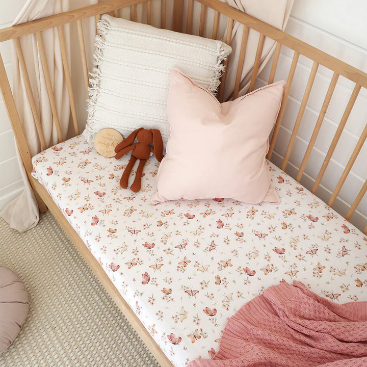 Organic Fitted Cot Sheet - Butterfly