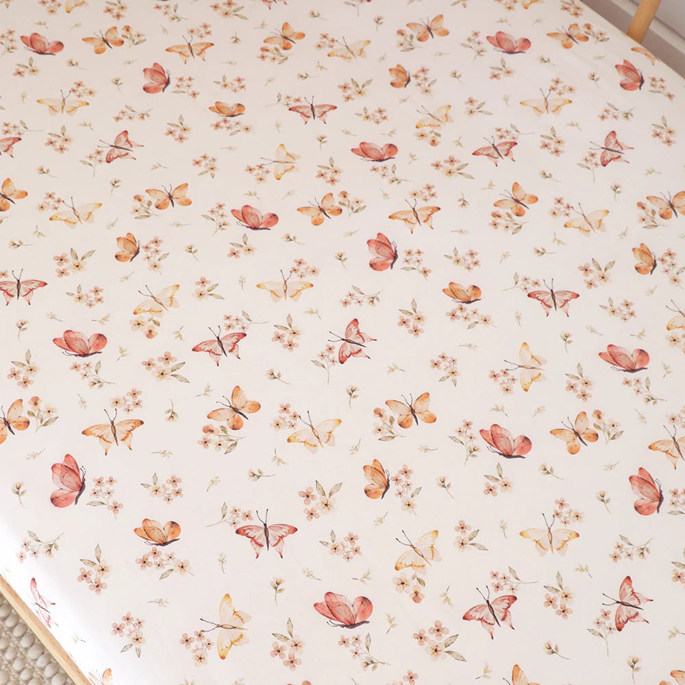 Organic Fitted Cot Sheet - Butterfly