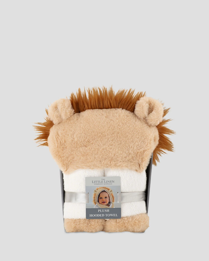 Little Linen Baby Plush Hooded Towel - Savanna Lion