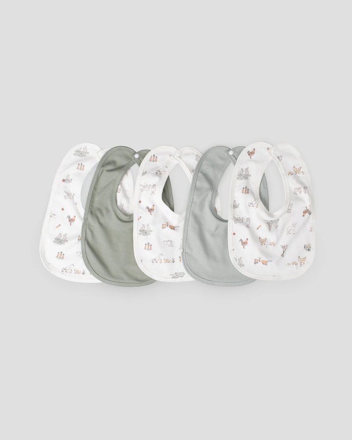 Little Linen Jersey Bib 5PK - Farmyard Lamb