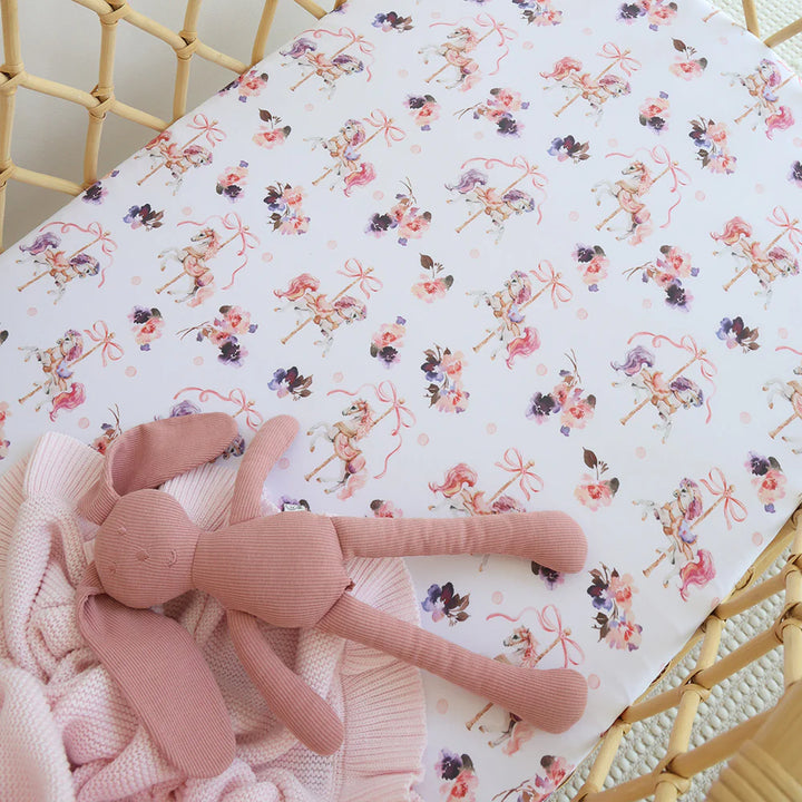 Organic Bassinet Sheet / Change Pad Cover - Carousel