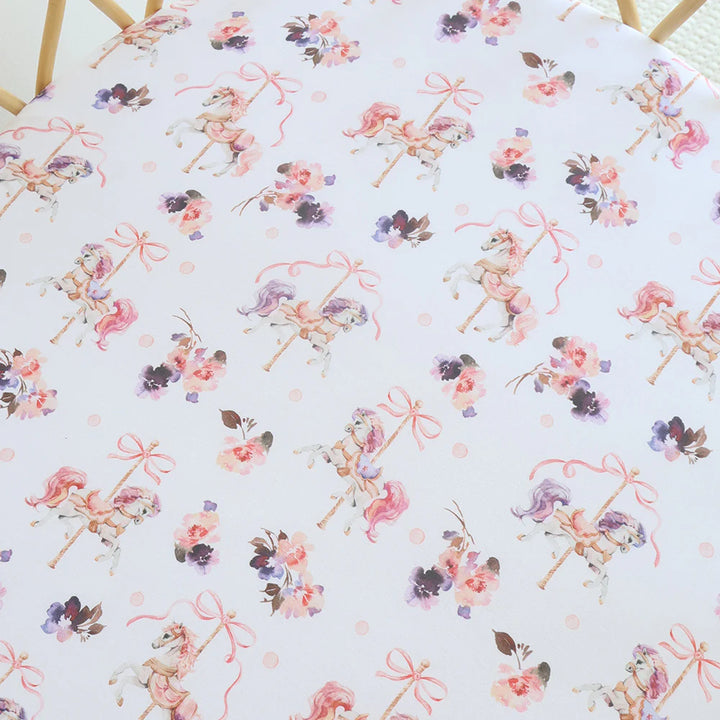 Organic Bassinet Sheet / Change Pad Cover - Carousel