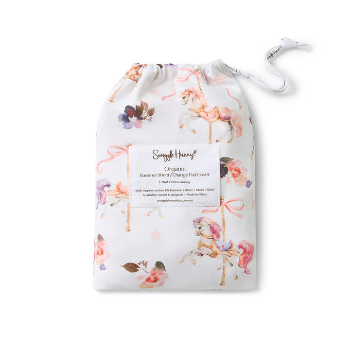 Organic Bassinet Sheet / Change Pad Cover - Carousel