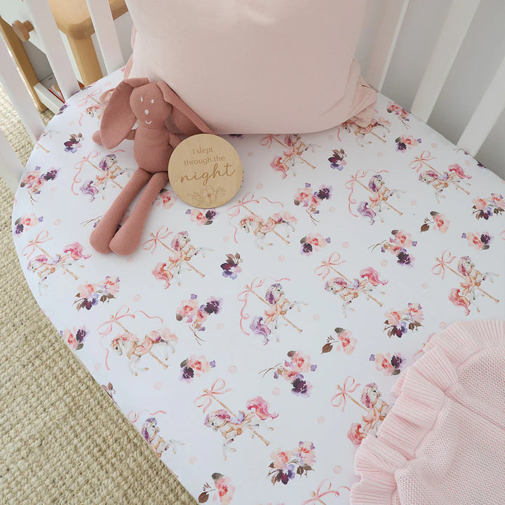 Organic Fitted Cot Sheet - Carousel