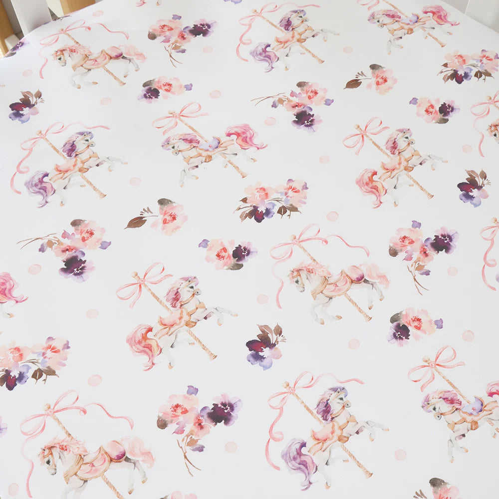 Organic Fitted Cot Sheet - Carousel