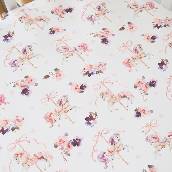 Organic Fitted Cot Sheet - Carousel
