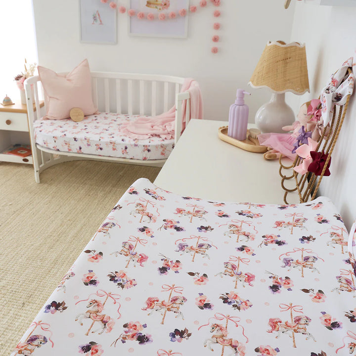 Organic Fitted Cot Sheet - Carousel