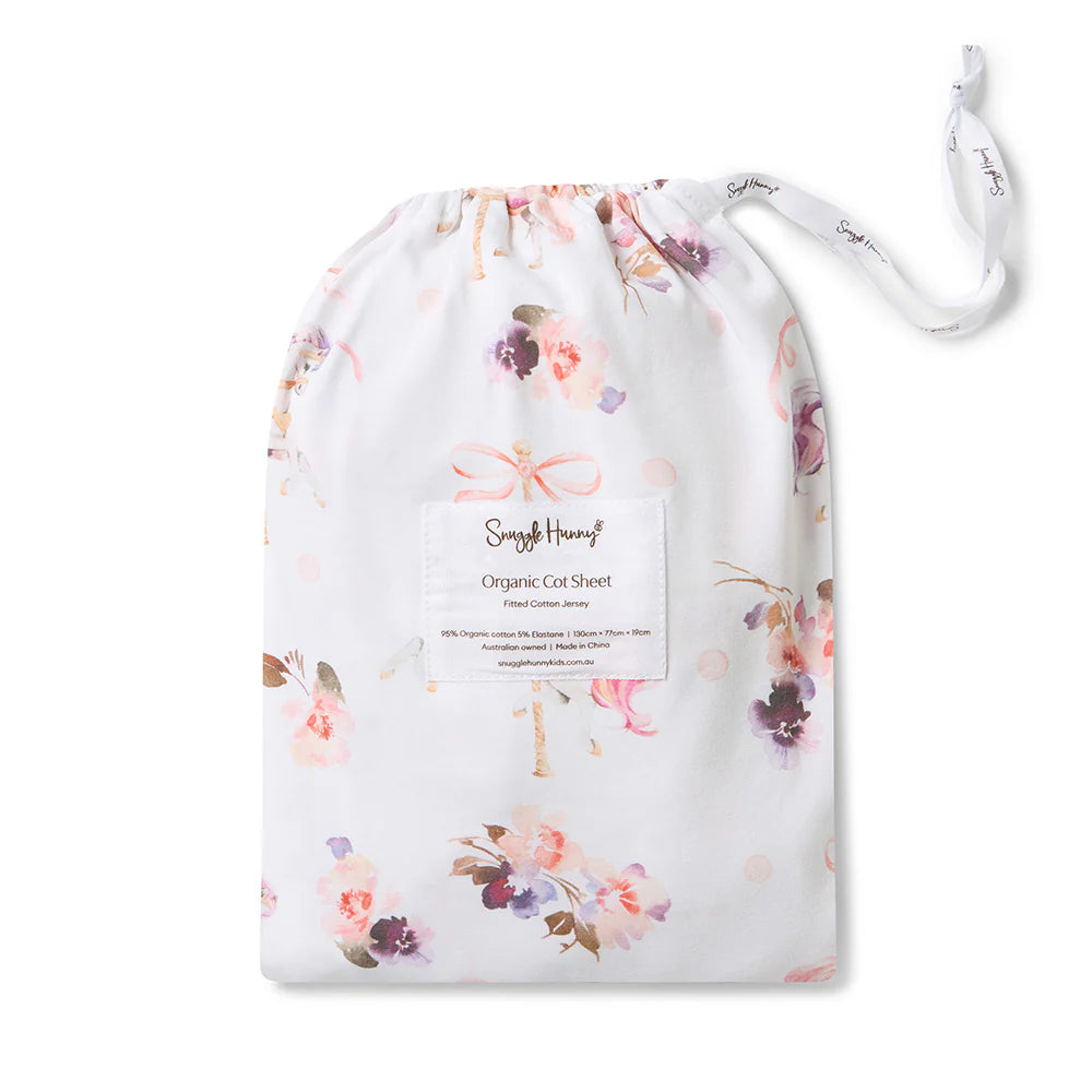 Organic Fitted Cot Sheet - Carousel