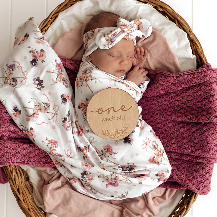 Baby Jersey Wrap & Topknot Set - Carousel