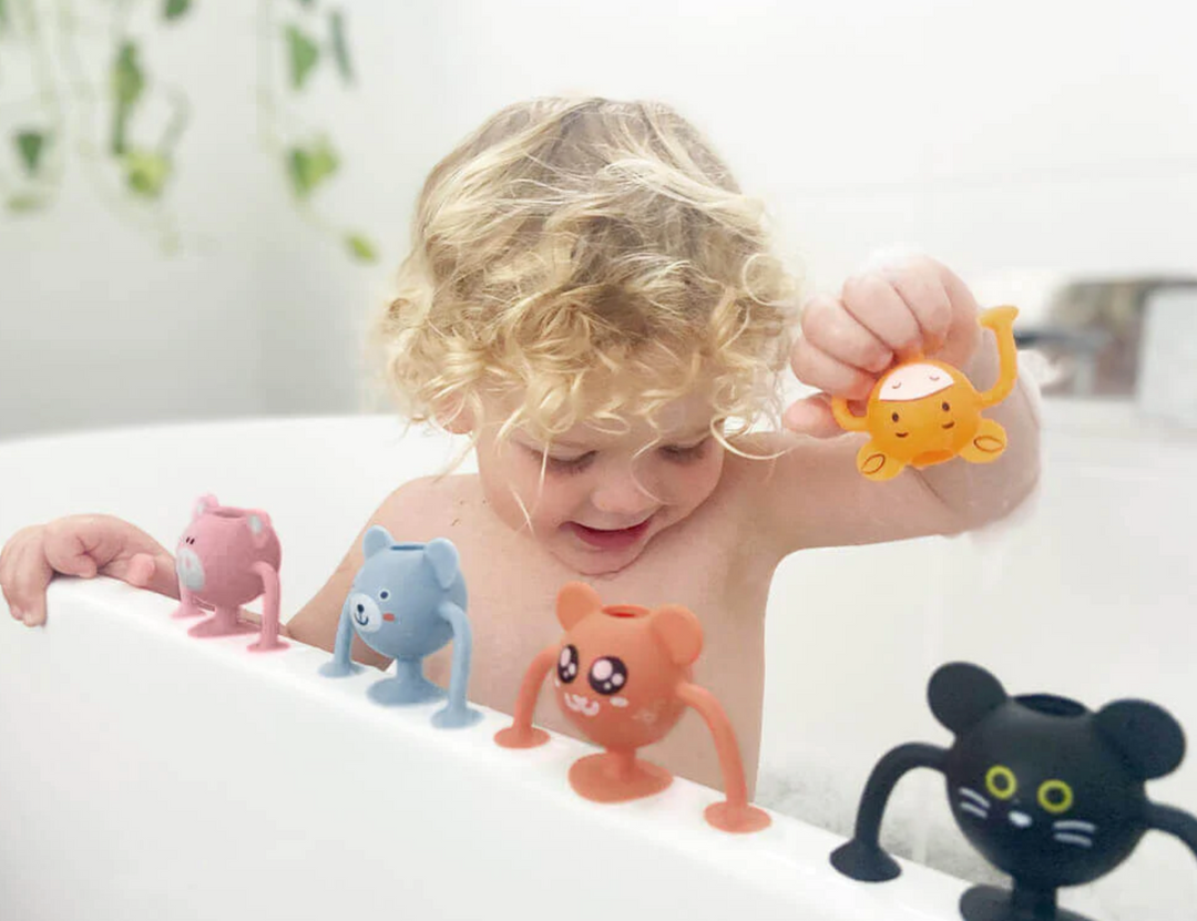 Cherub Baby SILICONE SUCTION TODDLER BATH TOYS 12PK – ENTIRE ZOO COLLECTION - PASTEL