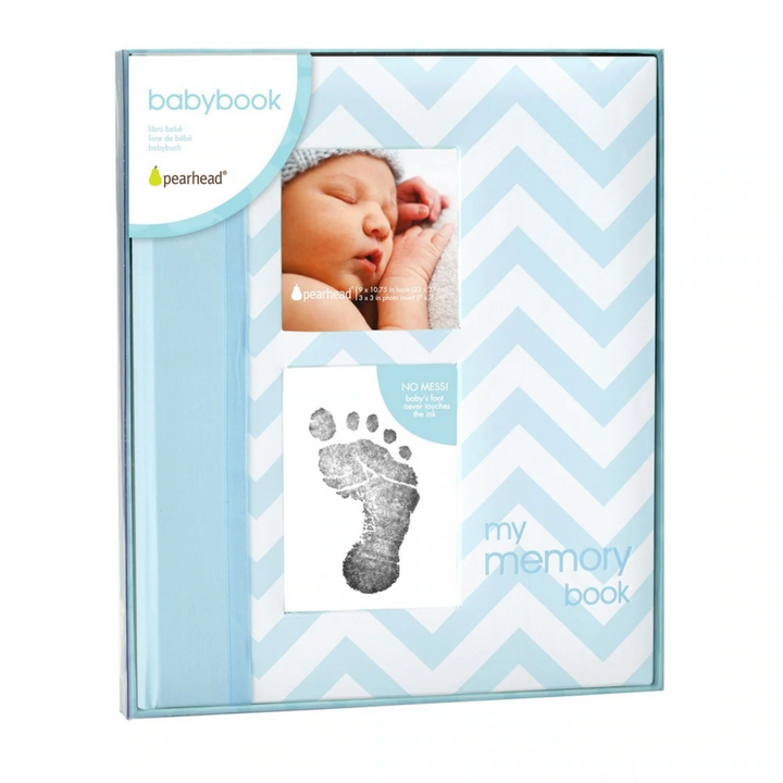 Pearhead Chevron Baby Book - Blue