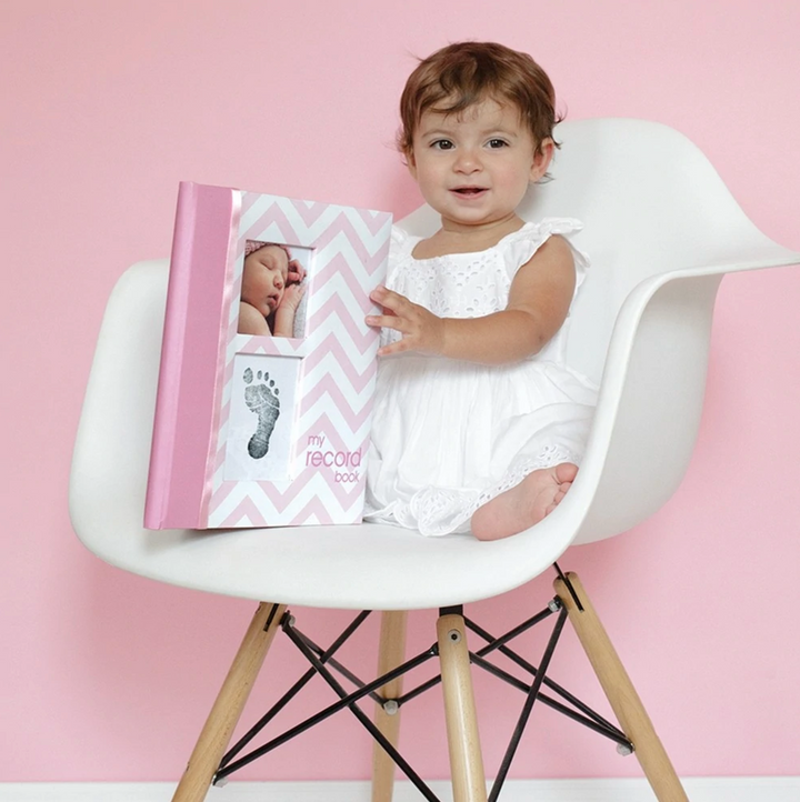 Pearhead Chevron Baby Book - Pink