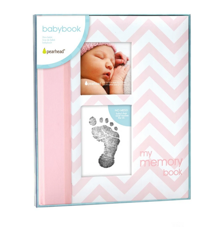 Pearhead Chevron Baby Book - Pink