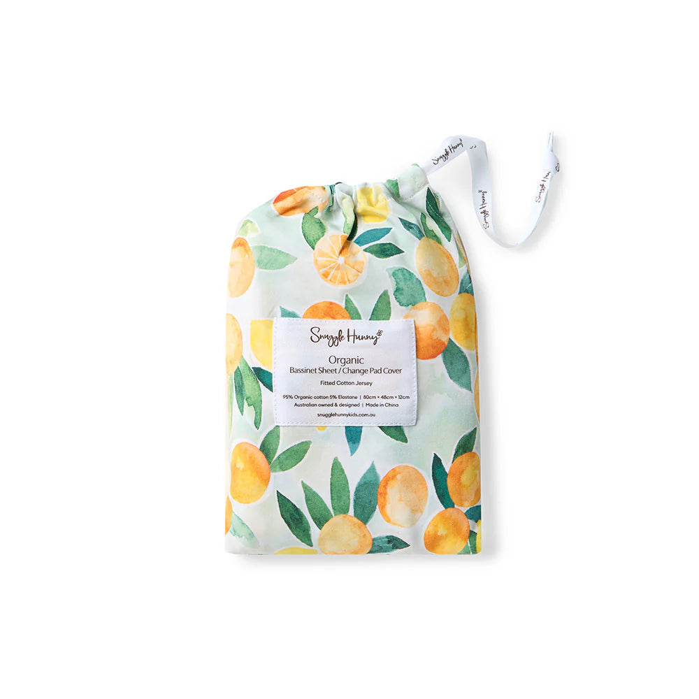 Organic Bassinet Sheet / Change Pad Cover - Citrus Squeeze