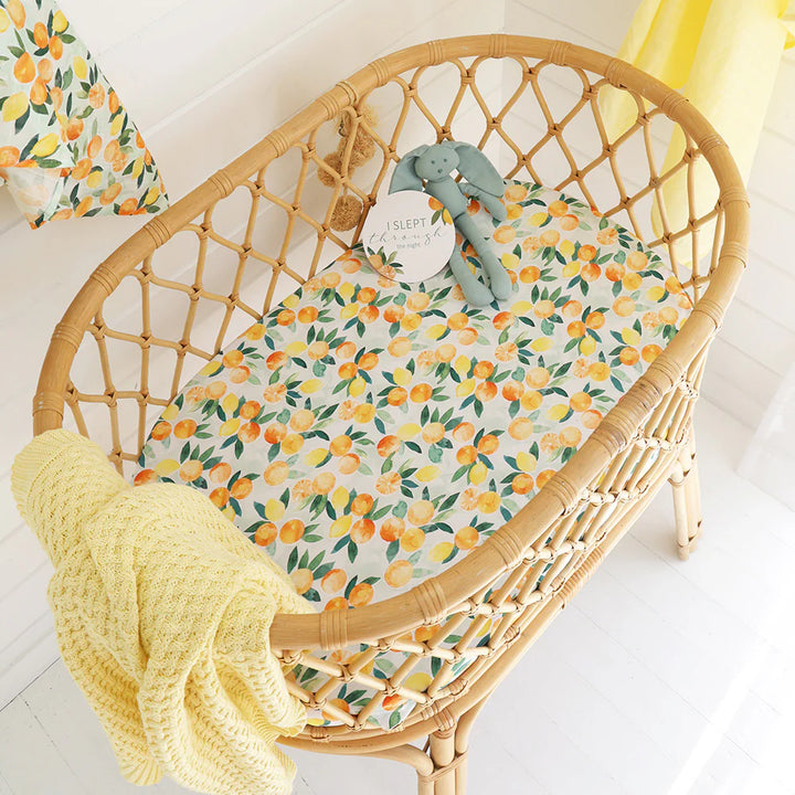 Organic Bassinet Sheet / Change Pad Cover - Citrus Squeeze
