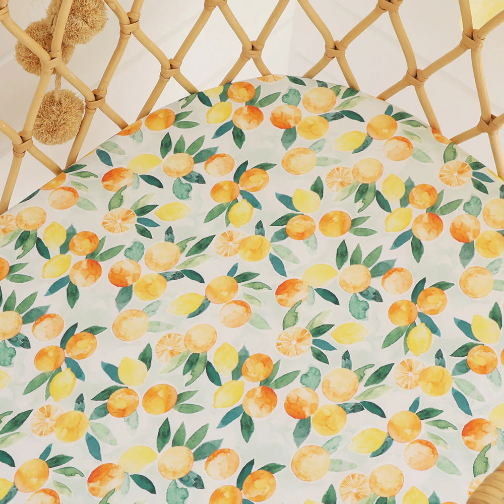 Organic Bassinet Sheet / Change Pad Cover - Citrus Squeeze