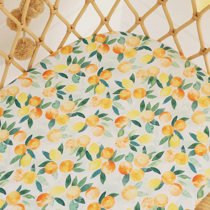 Organic Bassinet Sheet / Change Pad Cover - Citrus Squeeze