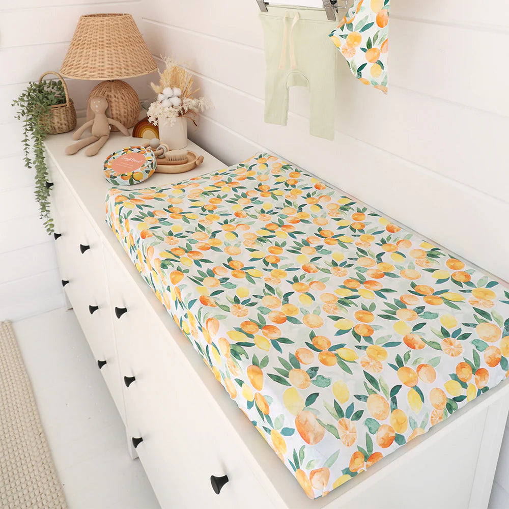 Organic Bassinet Sheet / Change Pad Cover - Citrus Squeeze