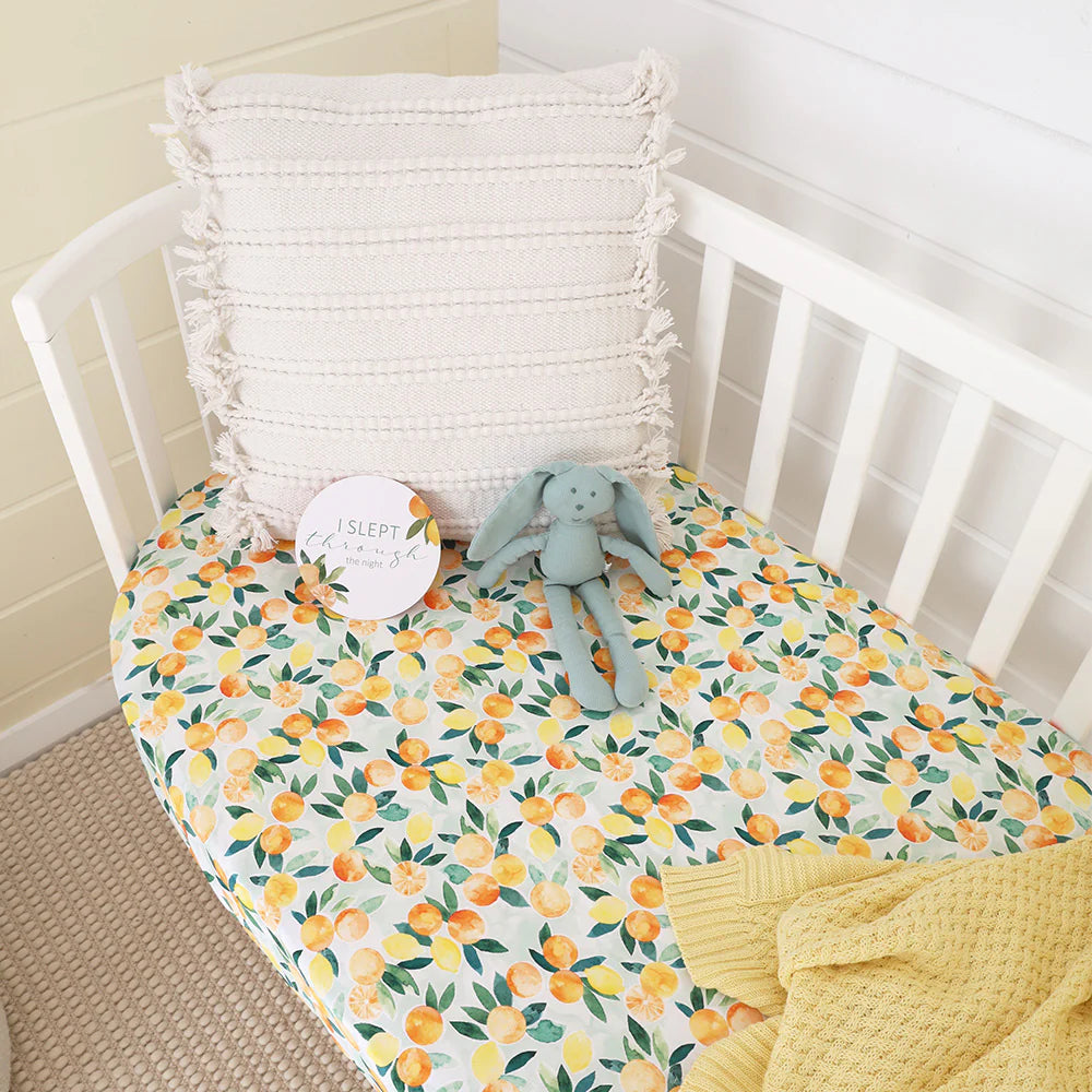 Organic Fitted Cot Sheet - Citrus Squeeze
