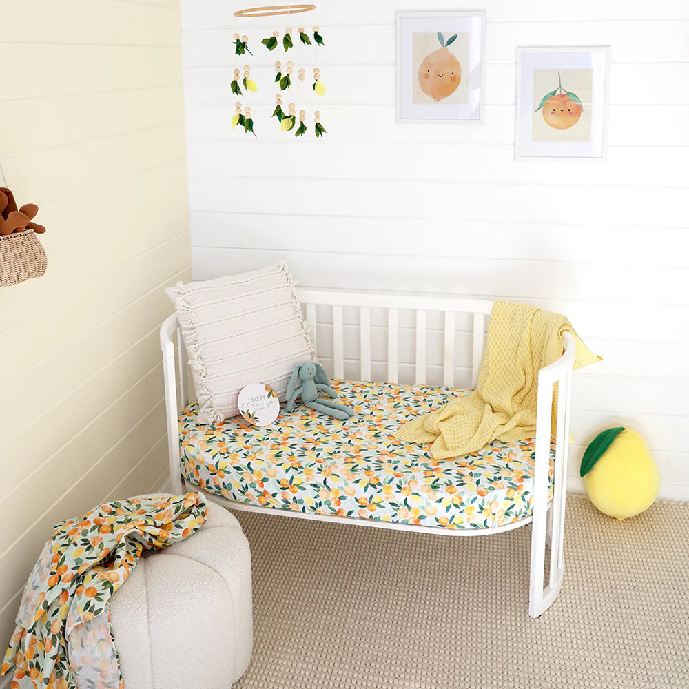 Organic Fitted Cot Sheet - Citrus Squeeze