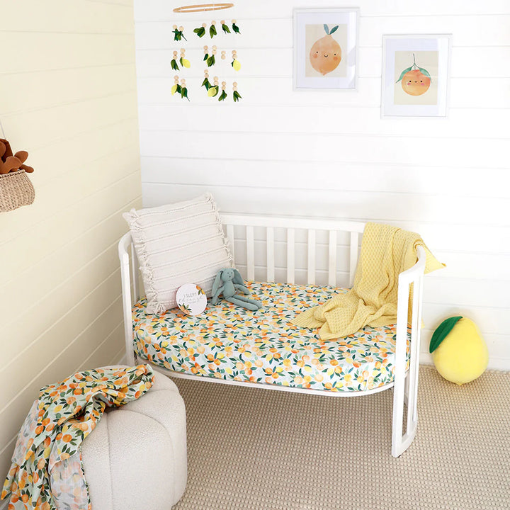 Organic Fitted Cot Sheet - Citrus Squeeze