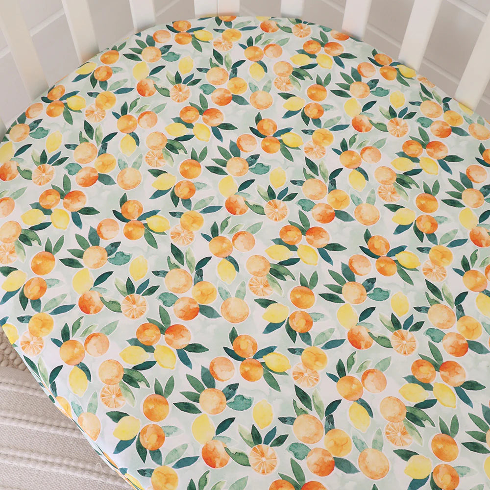 Organic Fitted Cot Sheet - Citrus Squeeze