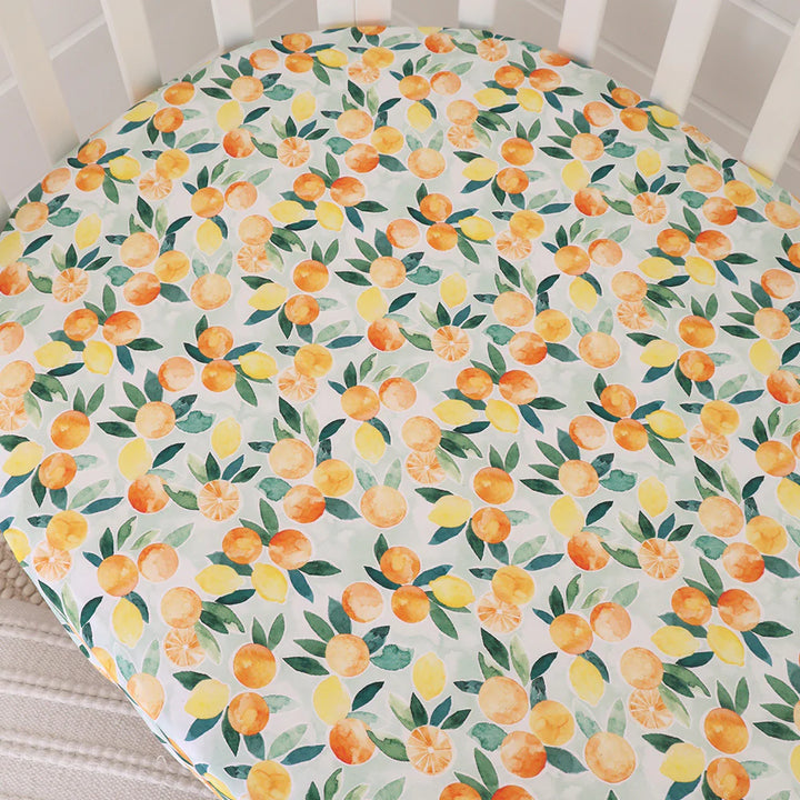 Organic Fitted Cot Sheet - Citrus Squeeze
