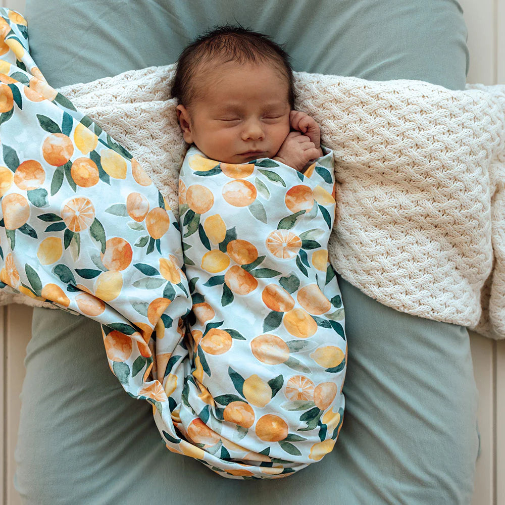 Organic Jersey Wrap & Beanie Set - Citrus Squeeze