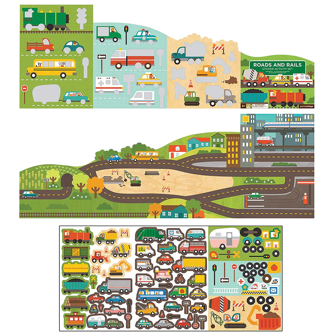 Petit Collage Roads + Rails Sticker Activity Set